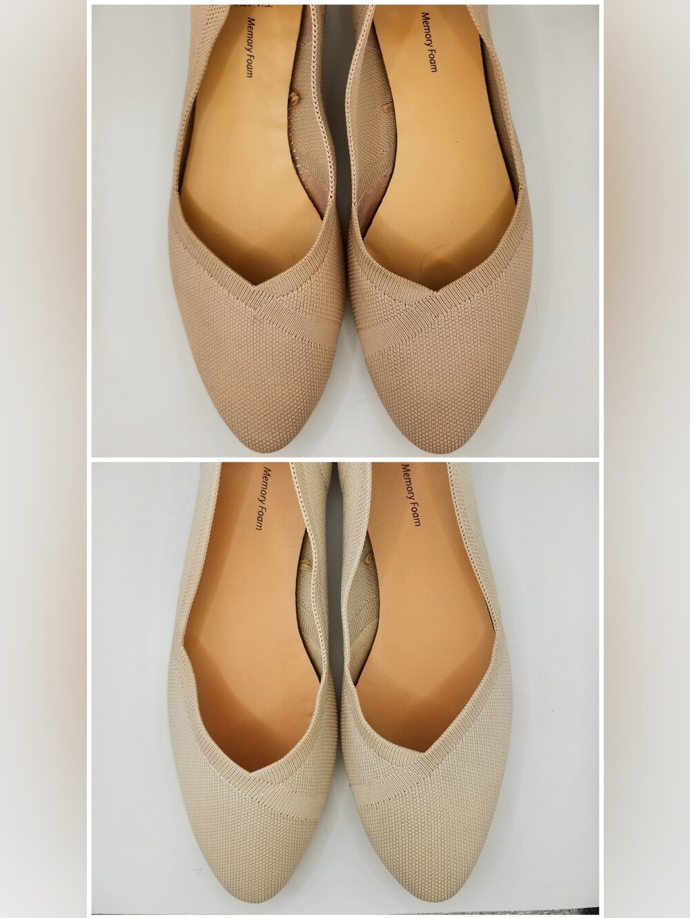 Time and Tru Beige & Blush (Lt Pink Point Toe Knit Flats Bundle – 2 Pairs Size 9
